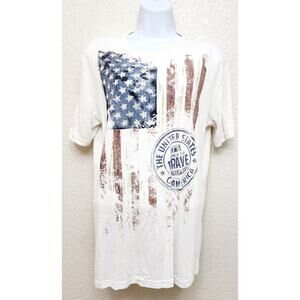 Galt White Blue Faded American Flag Home Of Brave Graphic T Shirt Medium Soft